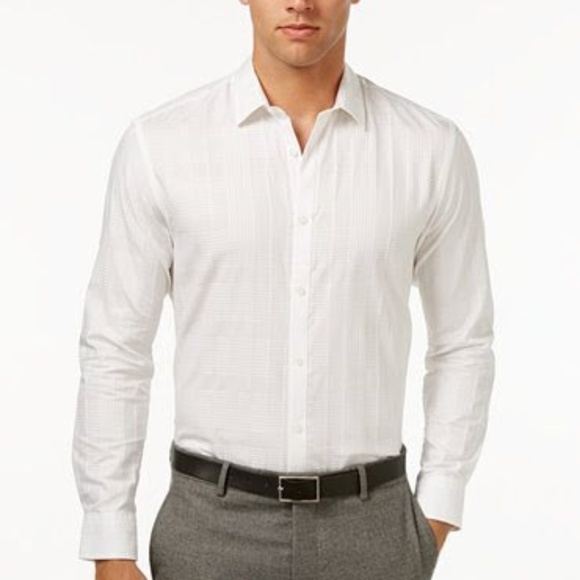 ALFANI MENS CLASSIC-FIT HAZEN PLAID, BRIGHT WHITE - Picture 1 of 4